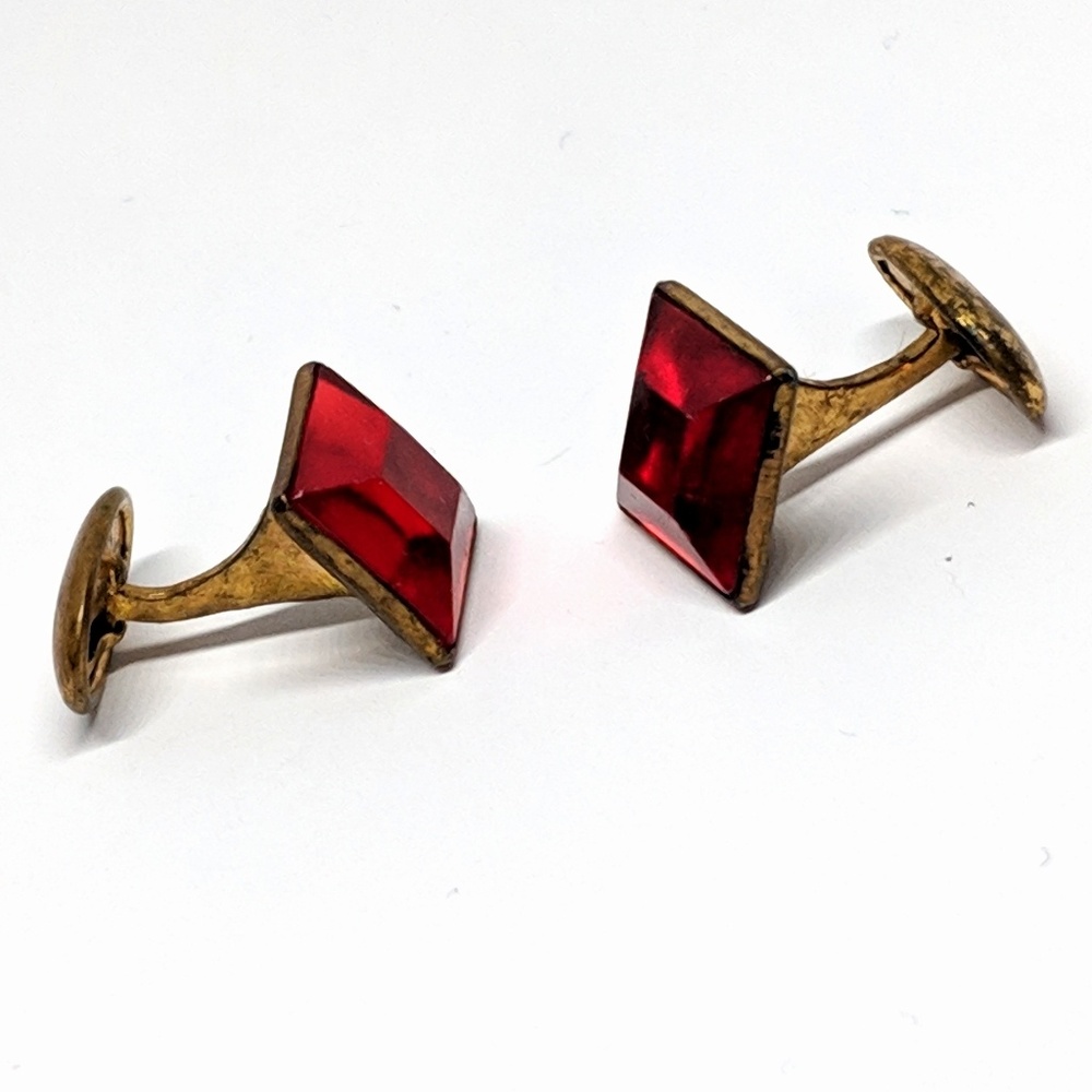 Vintage Red Square Face Cuff Links